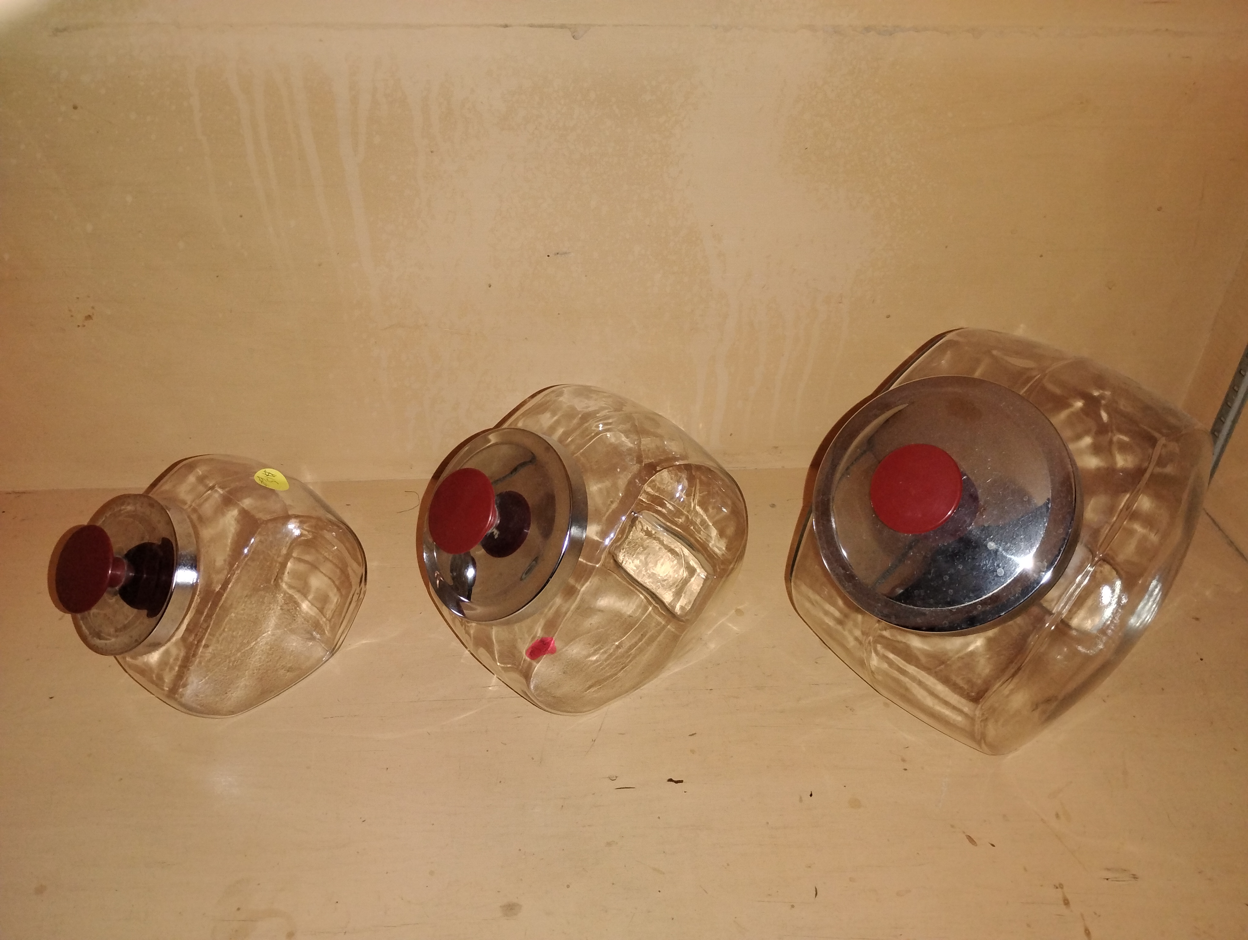 Vintage Storage clear glass Jars with Metal Lids - Set of 3