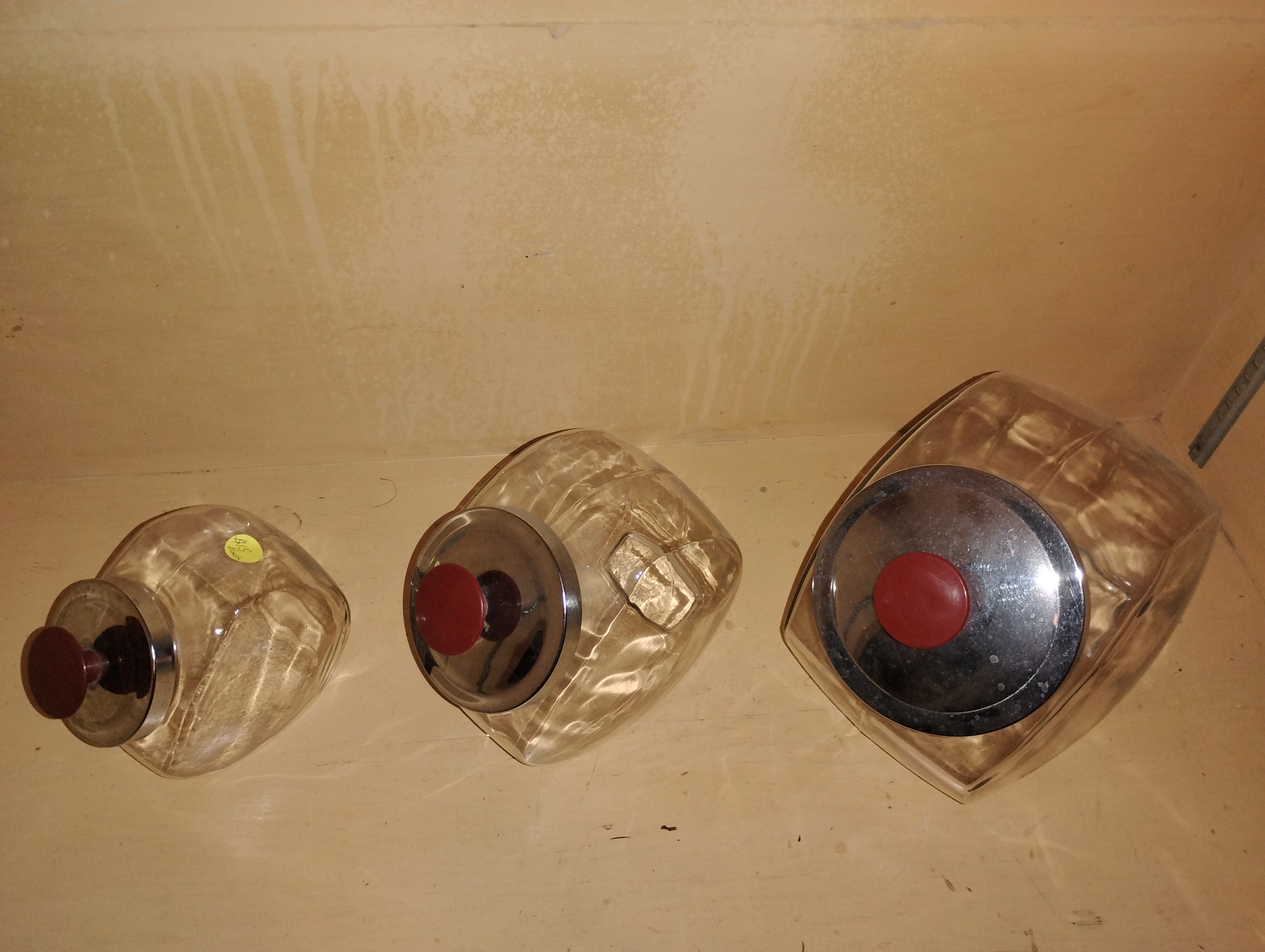 Vintage Storage clear glass Jars with Metal Lids - Set of 3