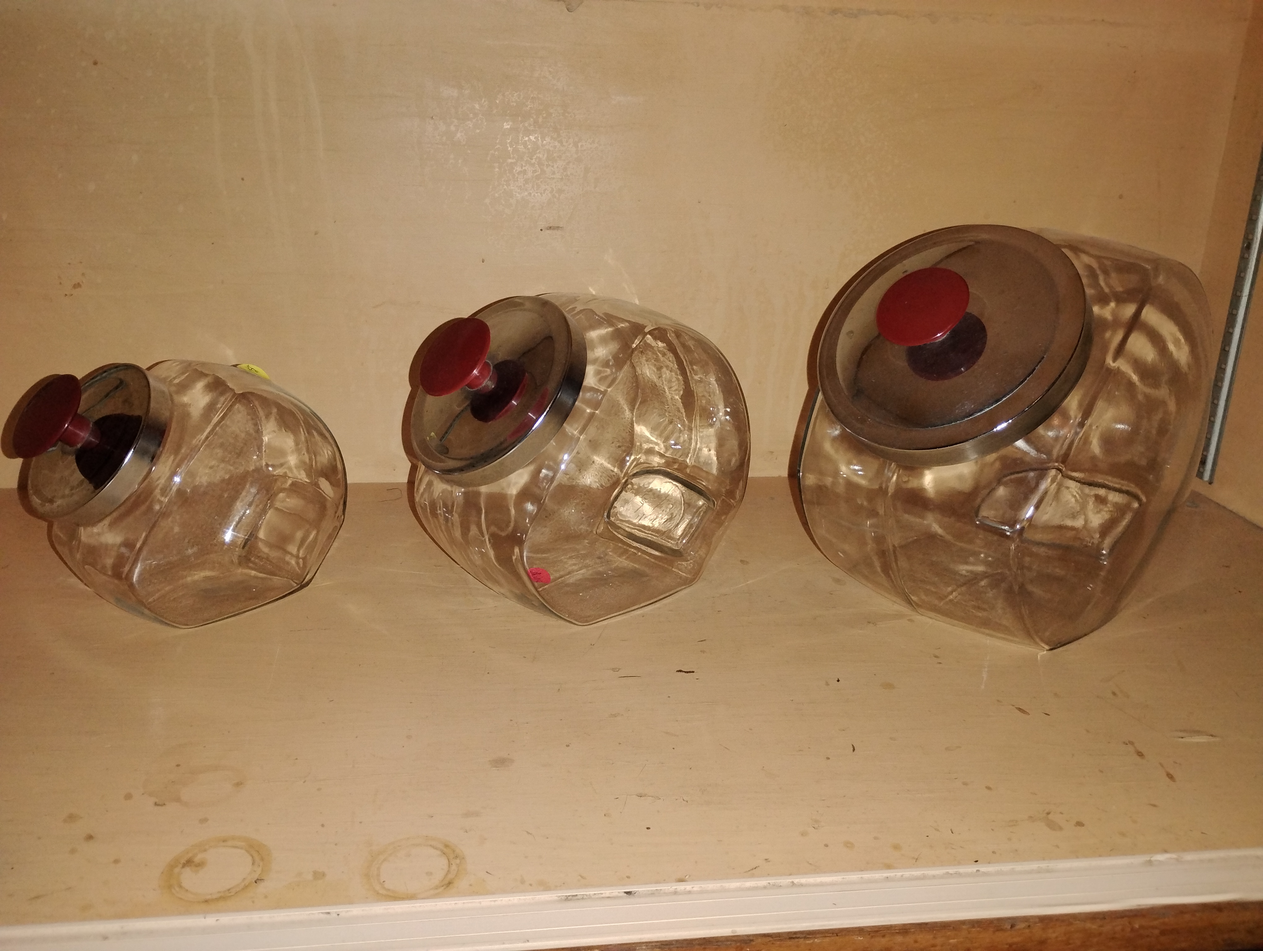 Vintage Storage clear glass Jars with Metal Lids - Set of 3