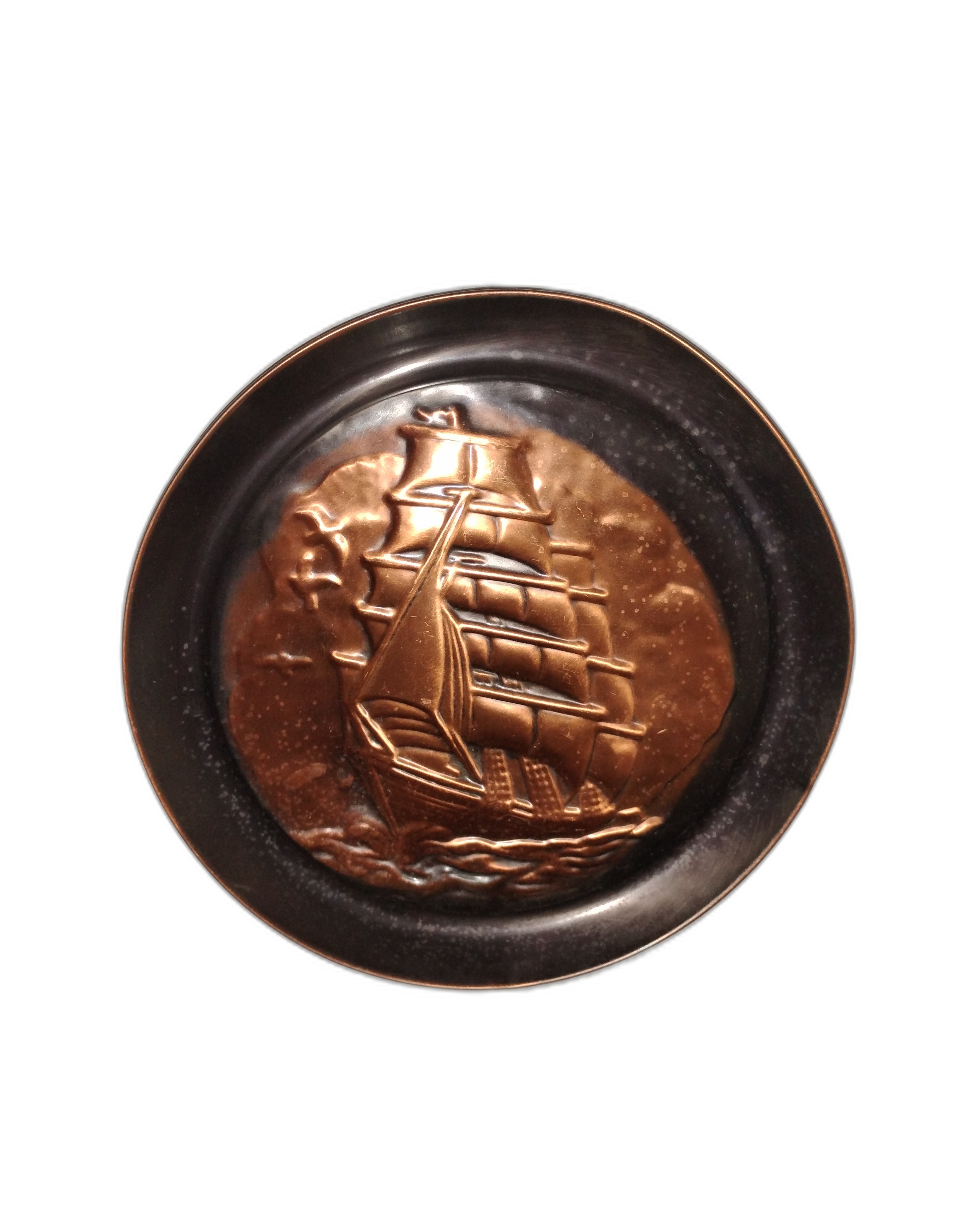 Vintage Copper Sailing Ship Wall Plaque