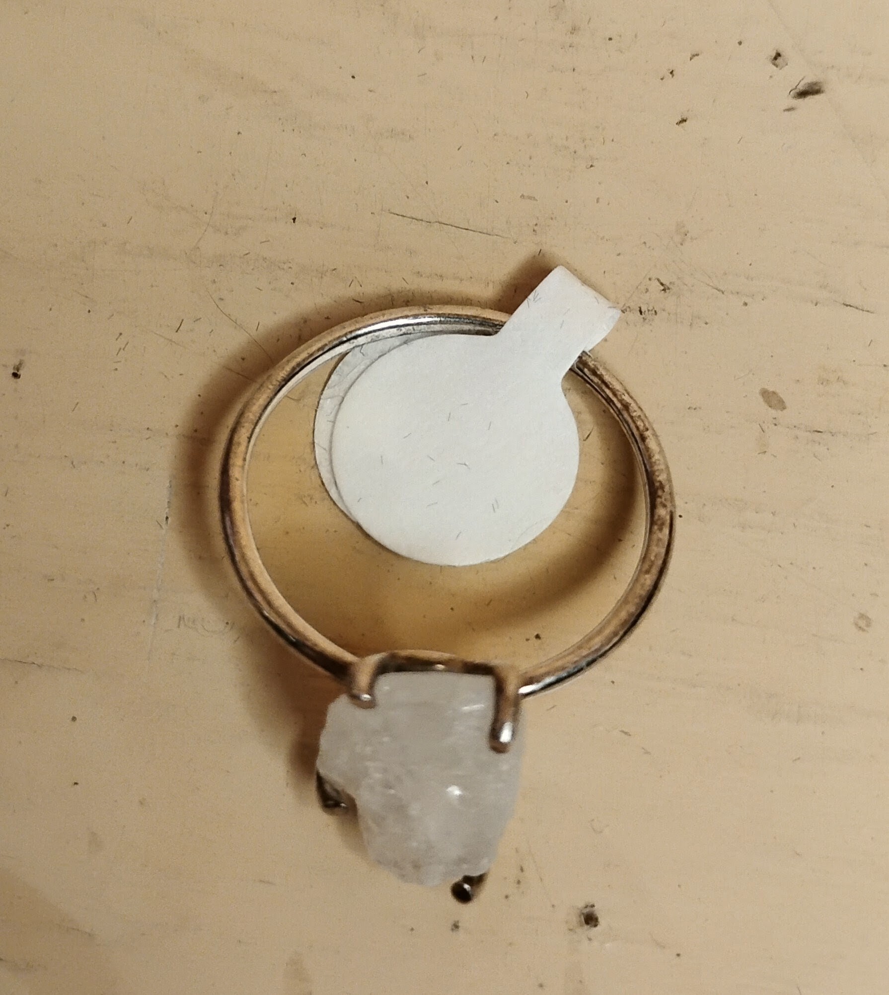 White Gemstone Statement Ring with Metal Band
