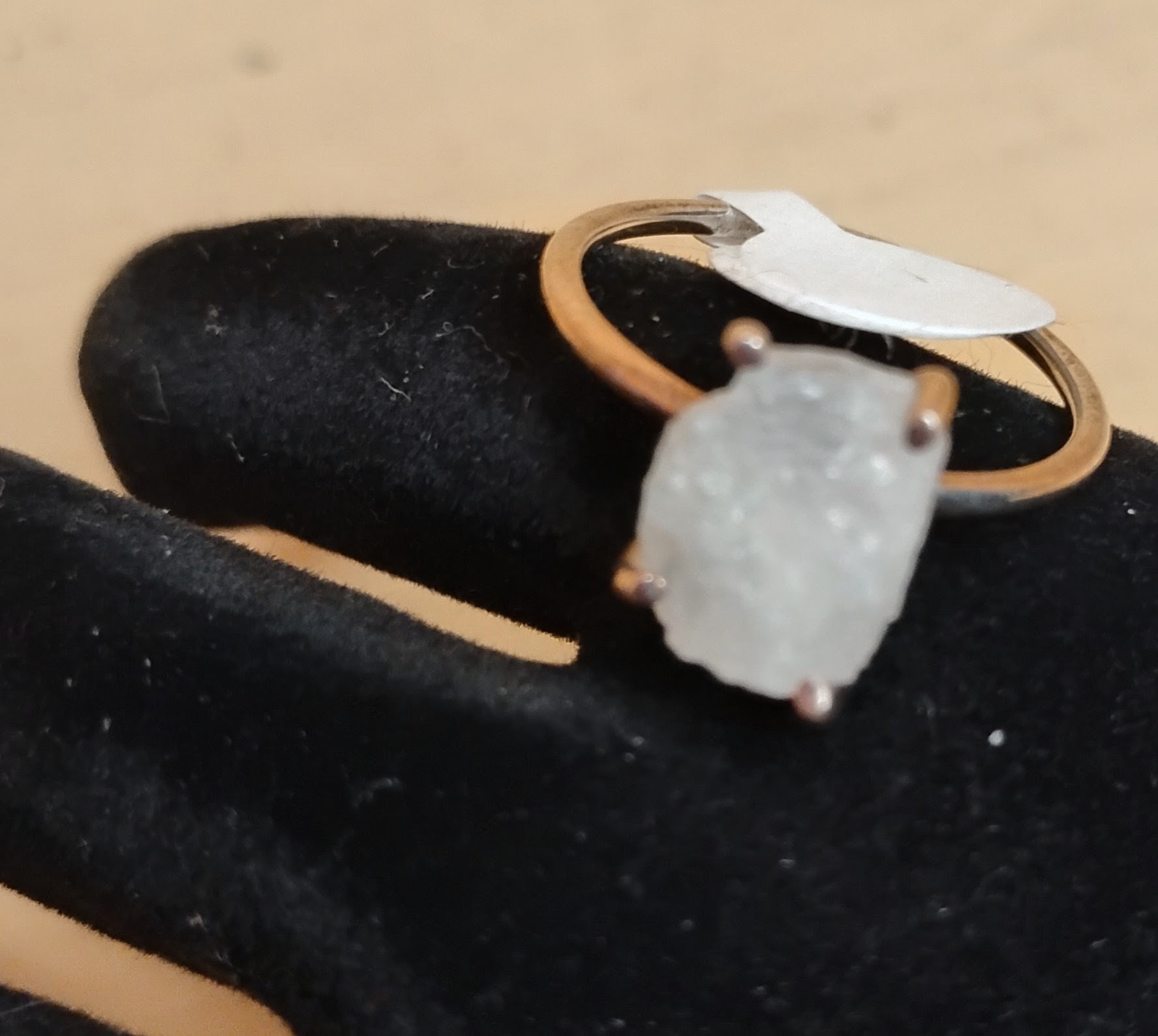 White Gemstone Statement Ring with Metal Band