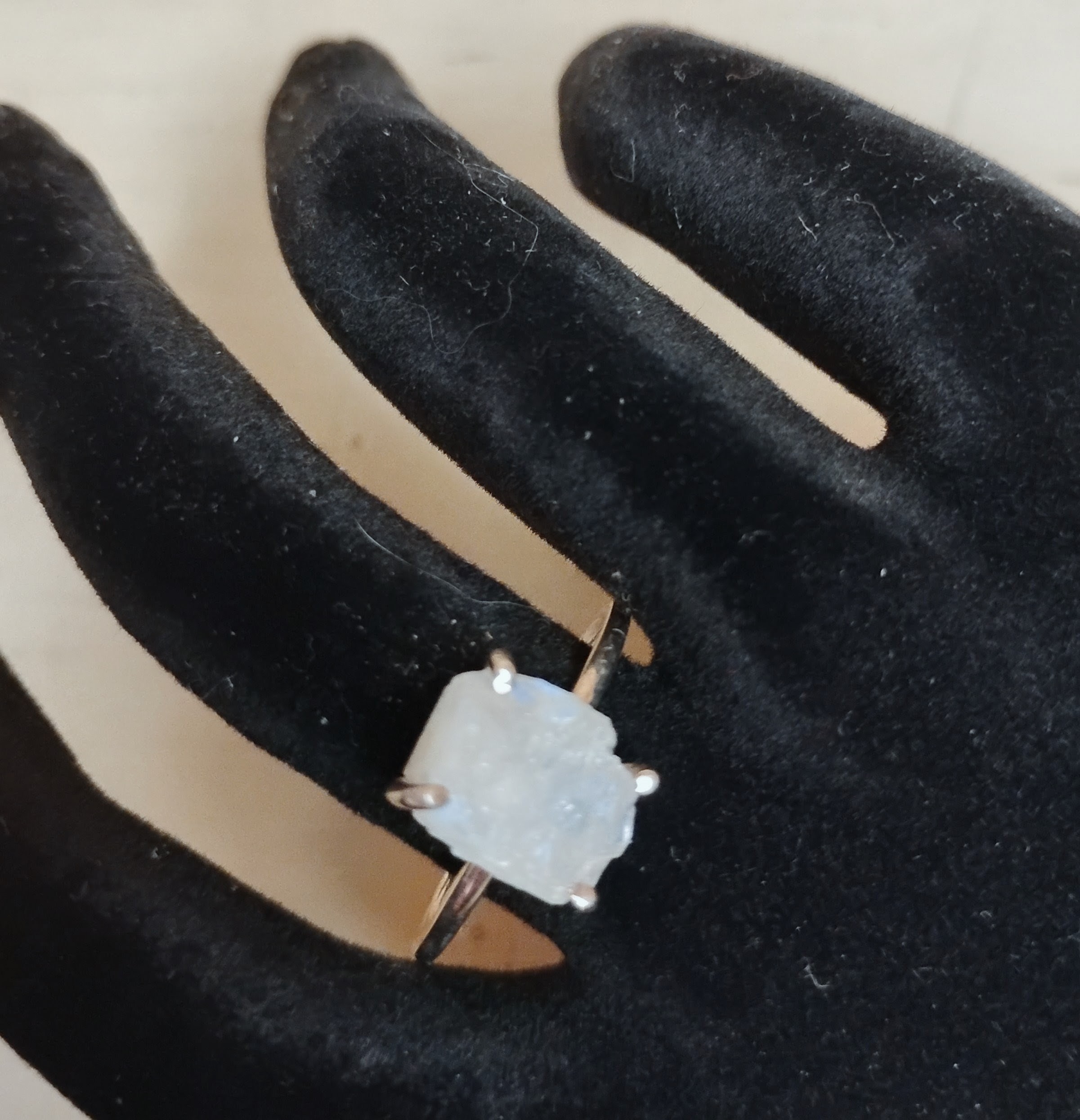 White Gemstone Statement Ring with Metal Band