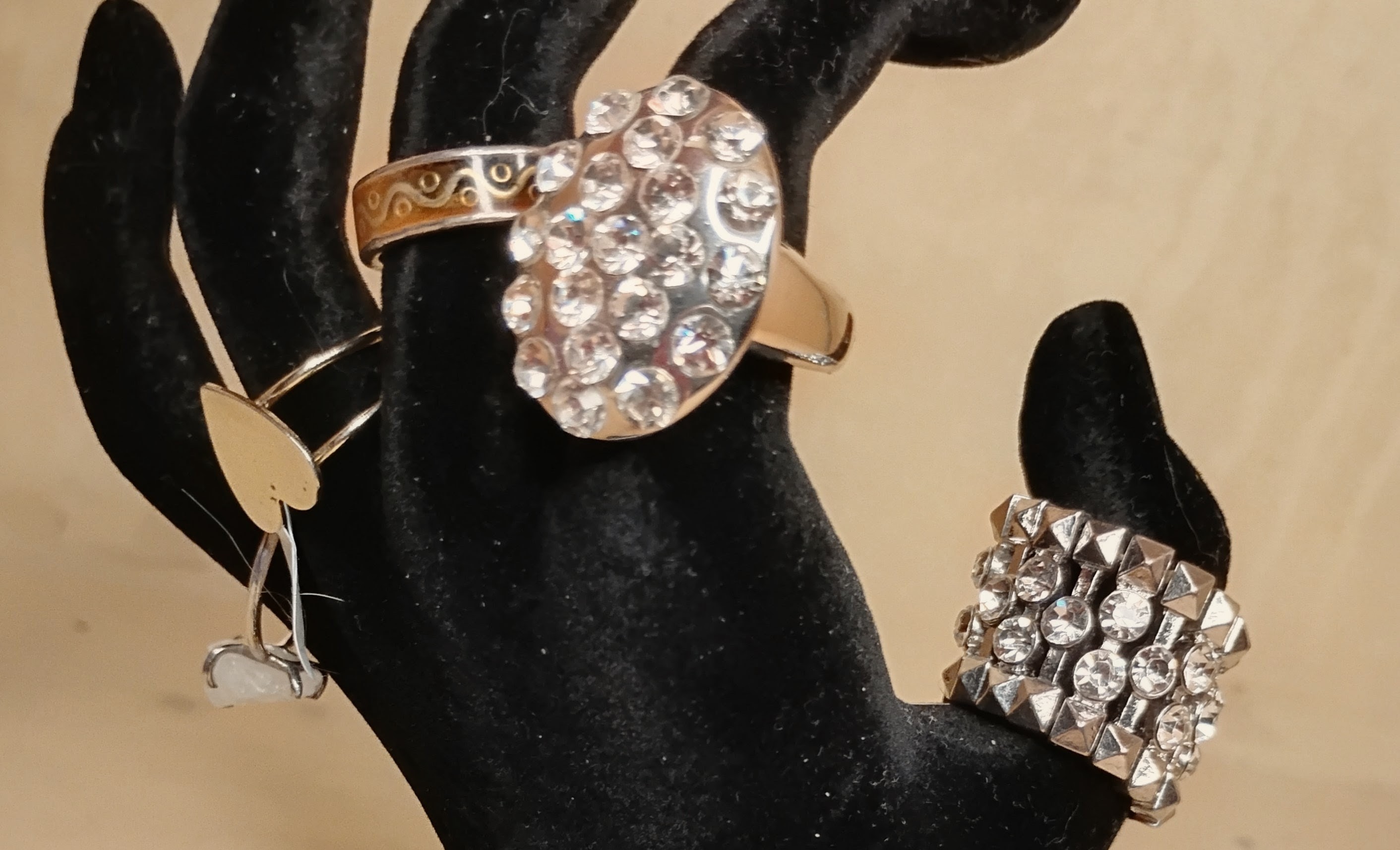 Vintage Silver-Tone Crystal Cocktail Ring