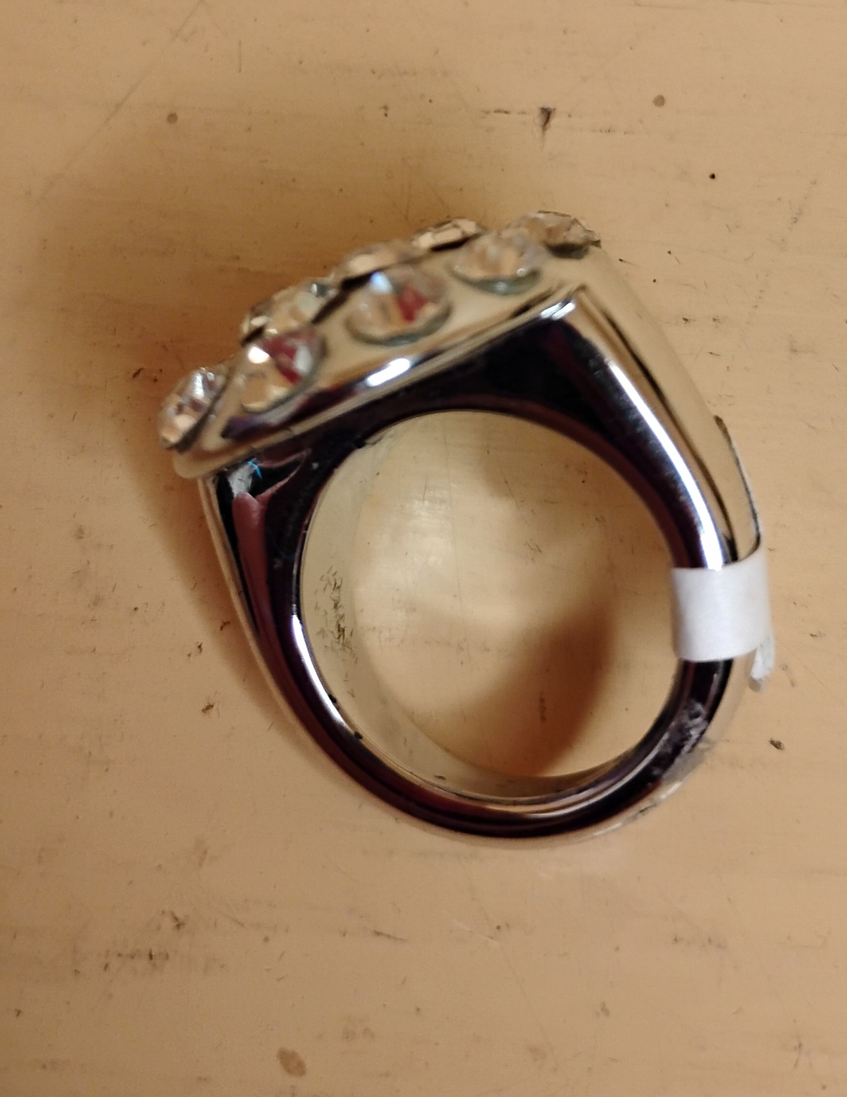 Vintage Silver-Tone Crystal Cocktail Ring