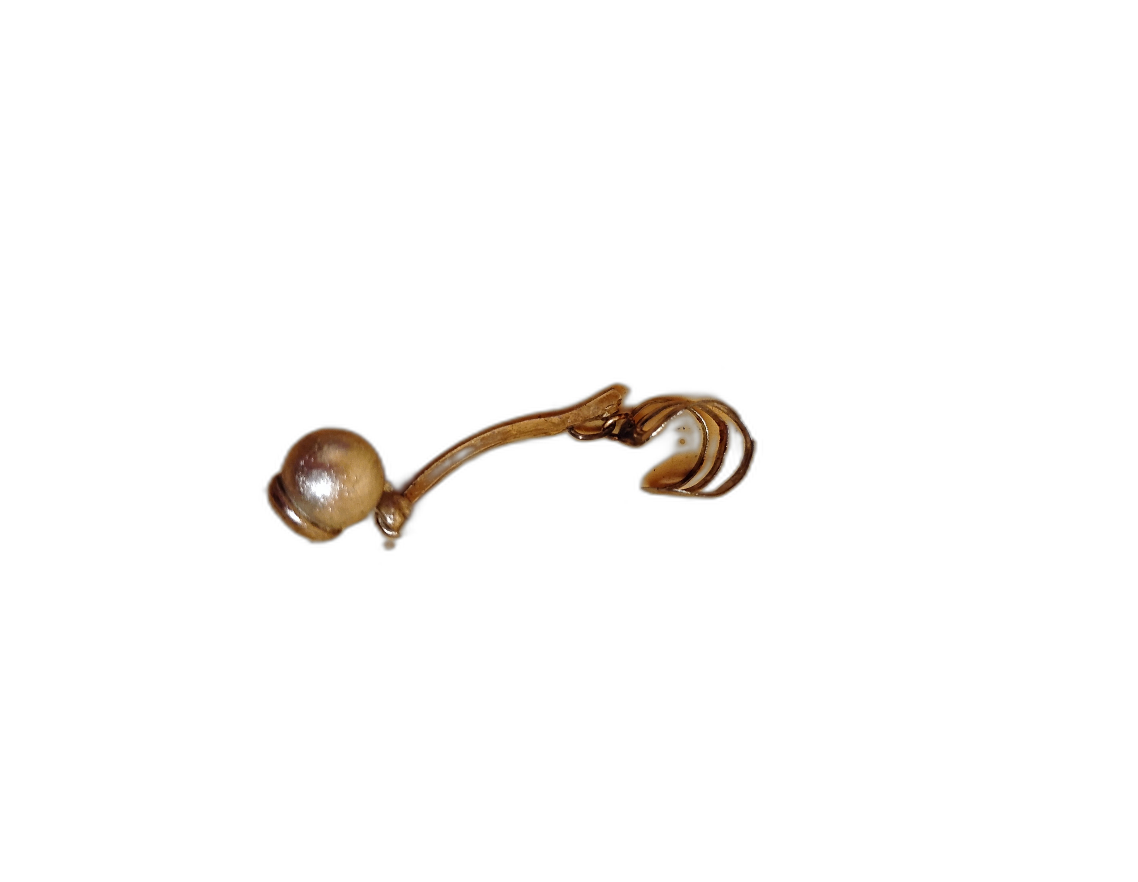 Vintage Brass Ear Cuff with Pearl Accent