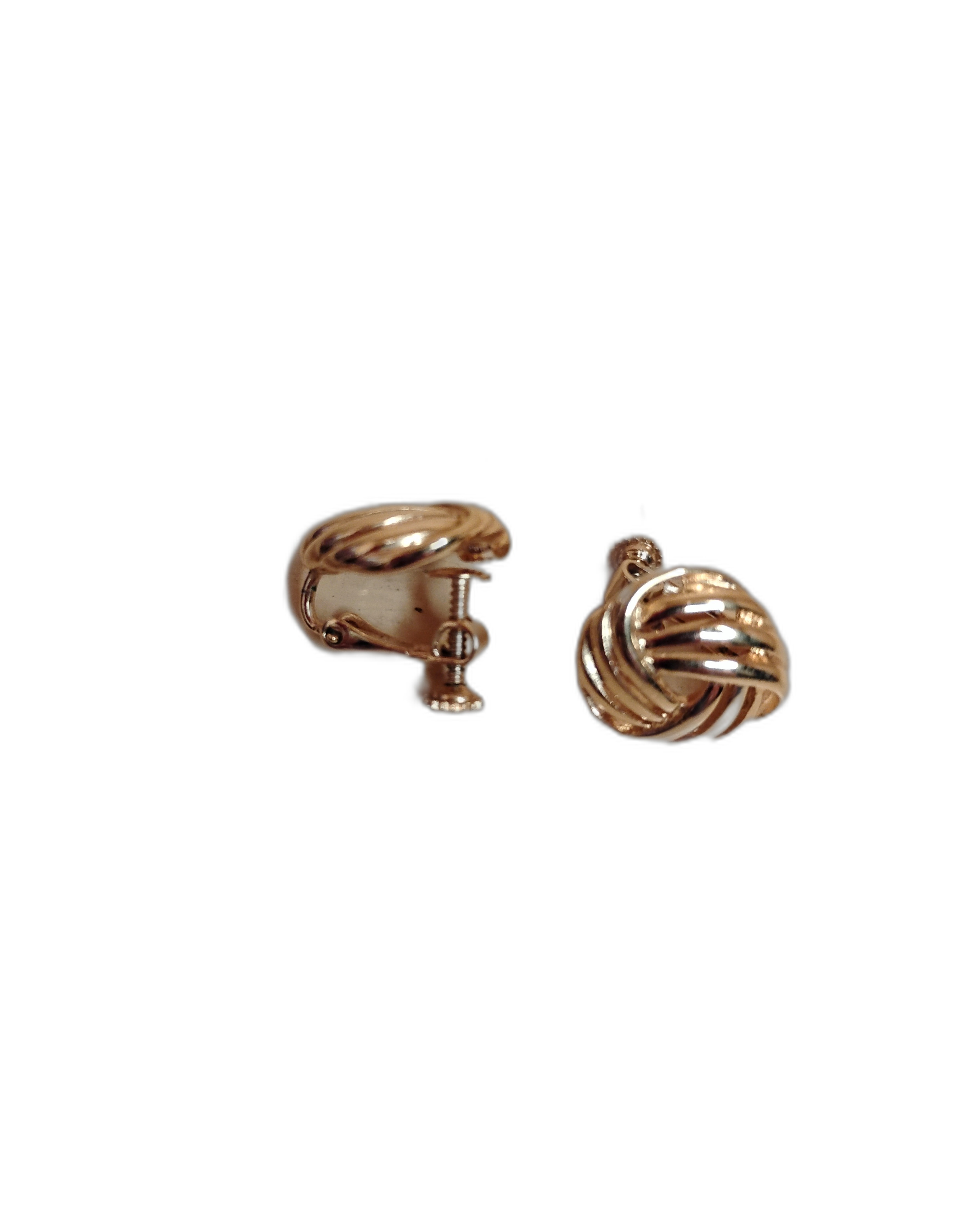 Gold Tone Twisted Knot Clip-On Earrings