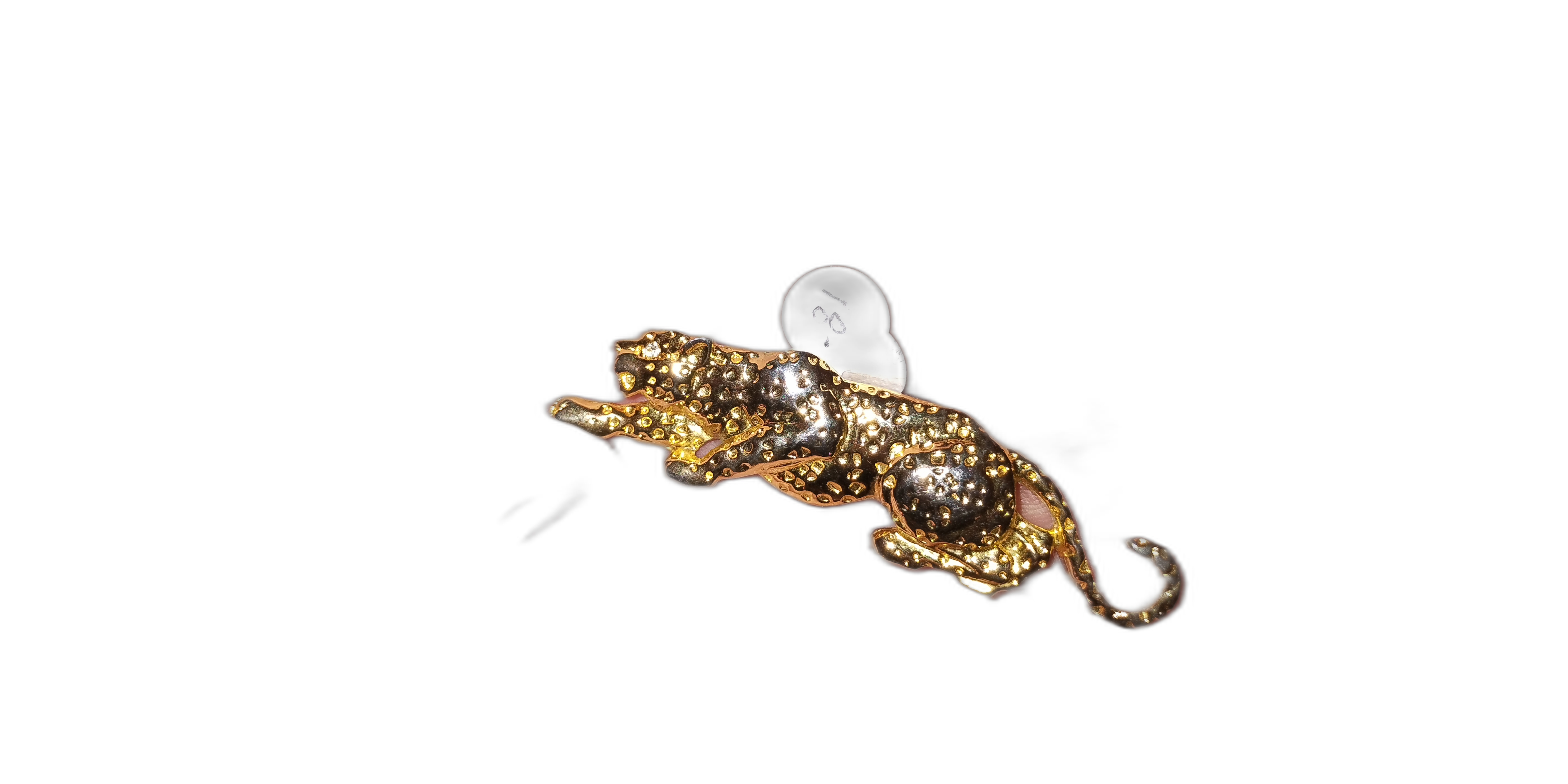 Gold- plated leopard cat broach, large