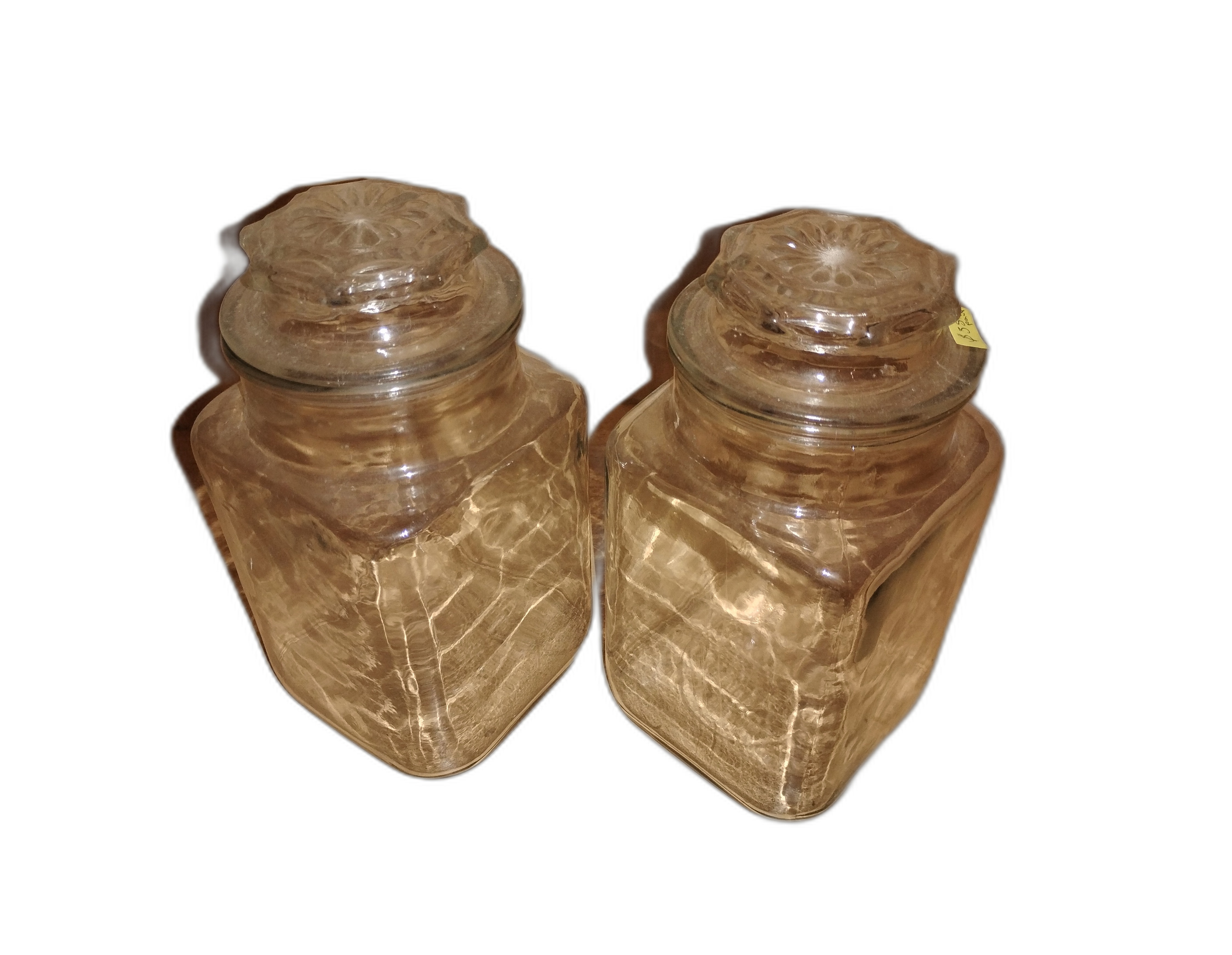 Pair of Glass Kitchen Canisters with Lids
