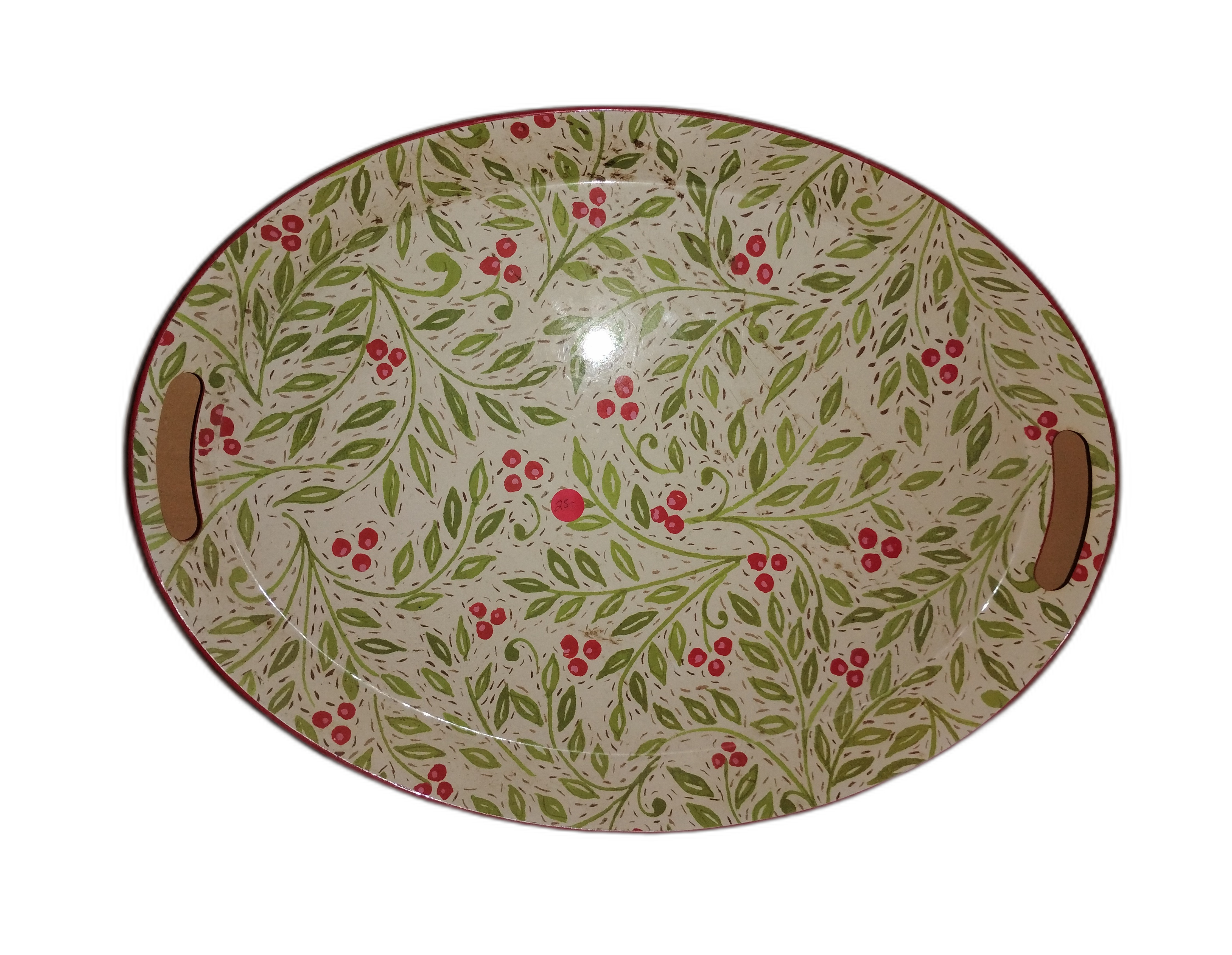 Large Decorative Serving Platter with Holly Design